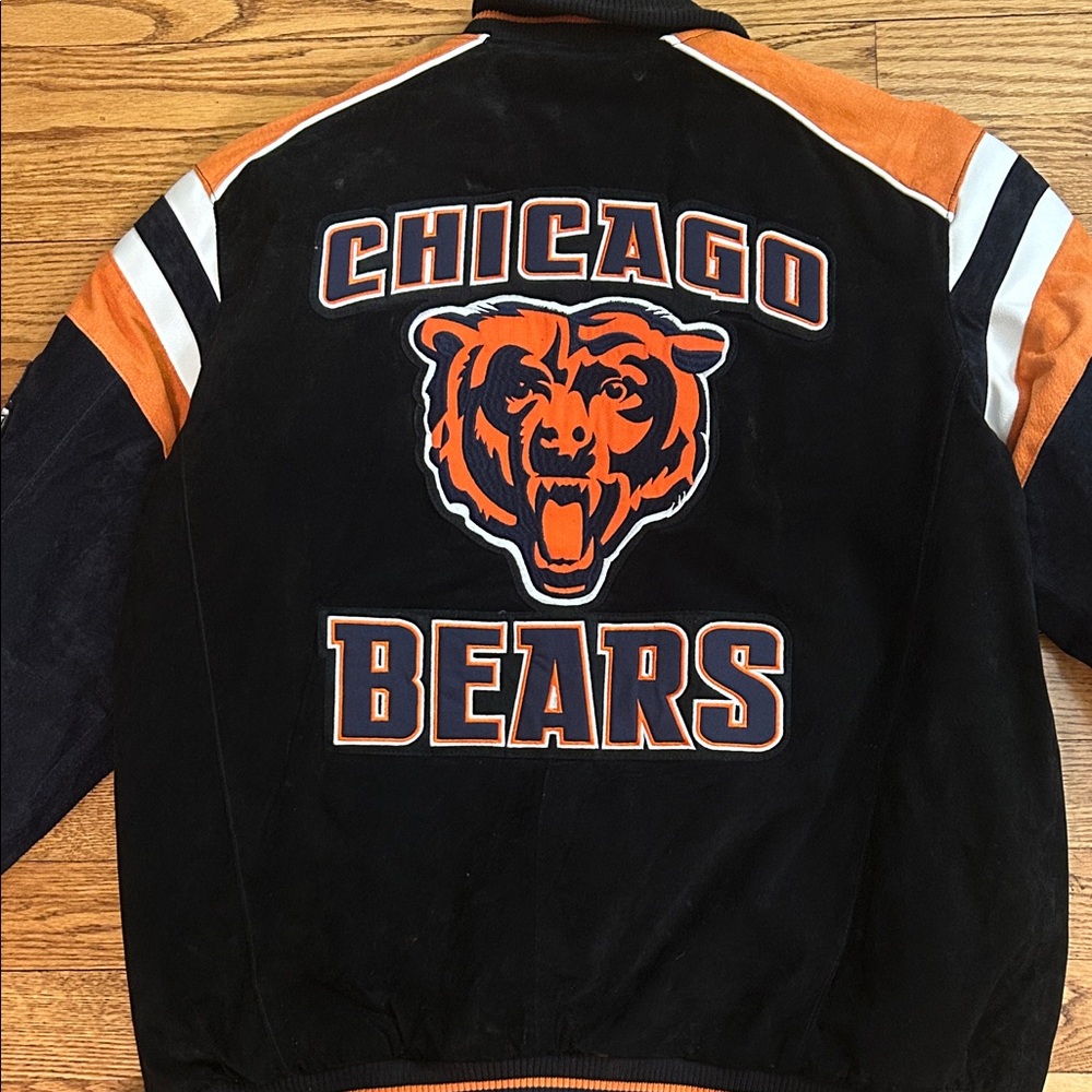 NFL Chicago Bears Black and Orange Varsity Jacket
